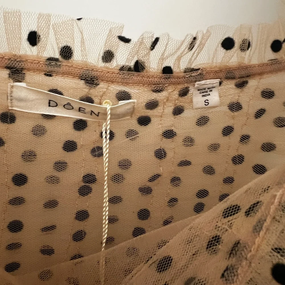 Doen Tan and Black Polka Dot Midi Dress - Picture 4 of 6